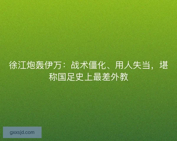 徐江炮轰伊万：战术僵化、用人失当，堪称国足史上最差外教